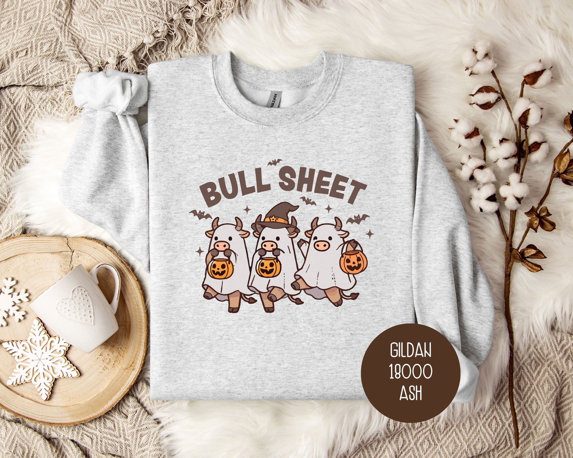 Bull Sheet Cute Ghost Cow Sweatshirt-2
