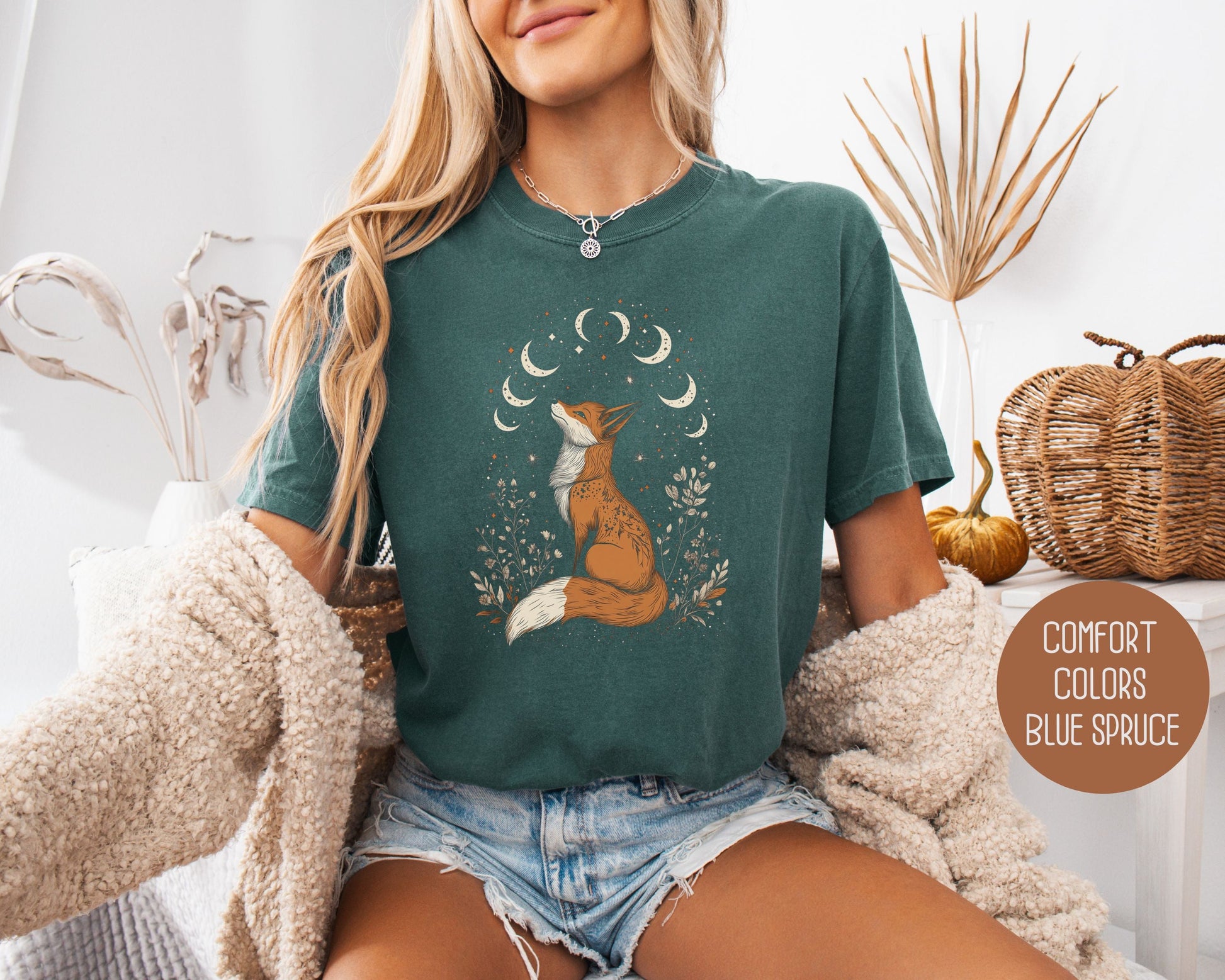 Celestial Fox Cottagecore Comfort Colors Shirt-3