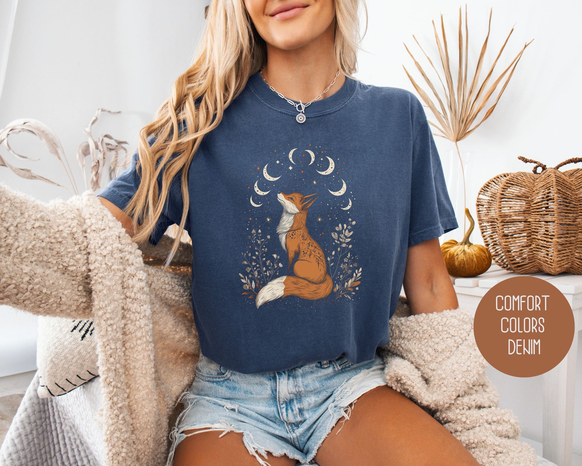 Celestial Fox Cottagecore Comfort Colors Shirt-1