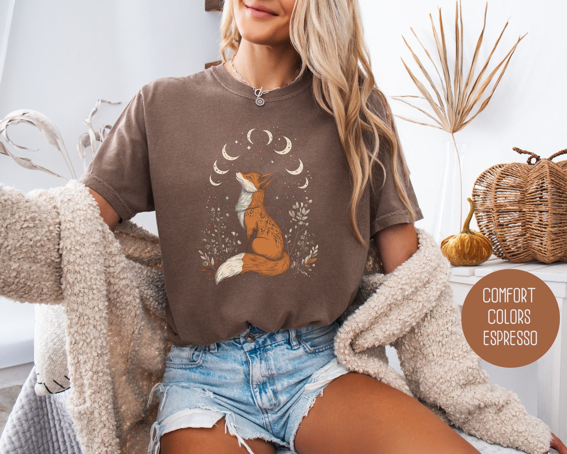 Celestial Fox Cottagecore Comfort Colors Shirt-4