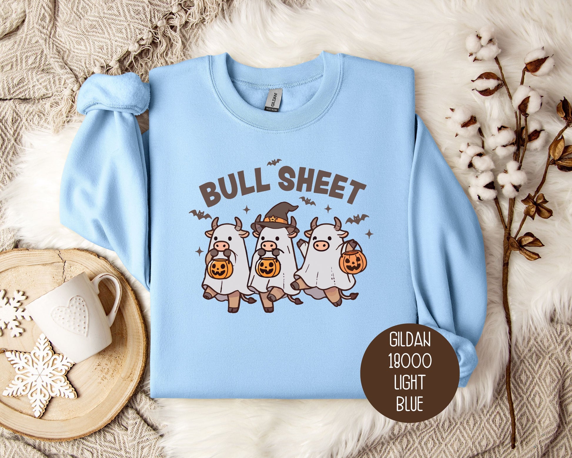 Bull Sheet Cute Ghost Cow Sweatshirt-3