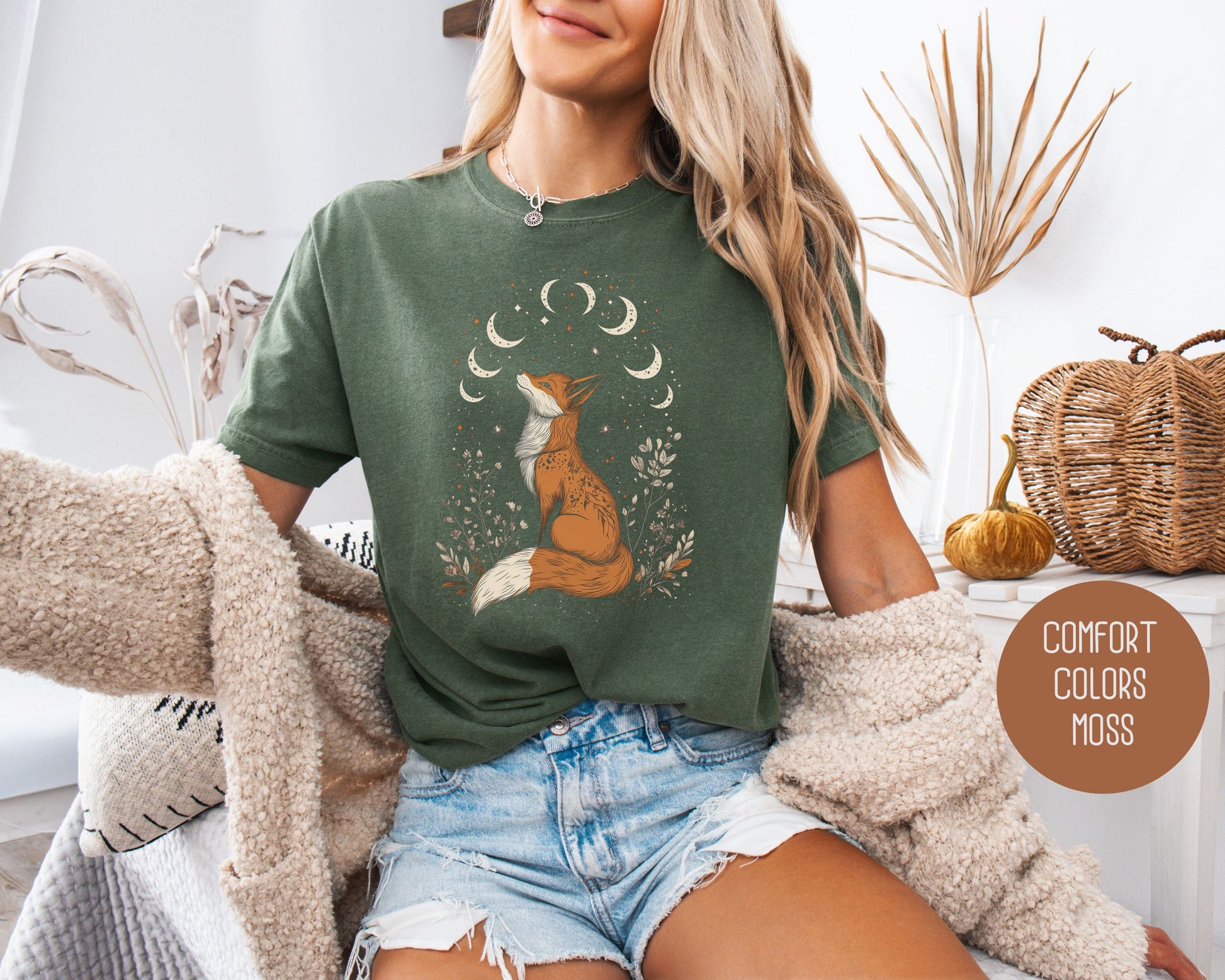 Celestial Fox Cottagecore Comfort Colors Shirt-6