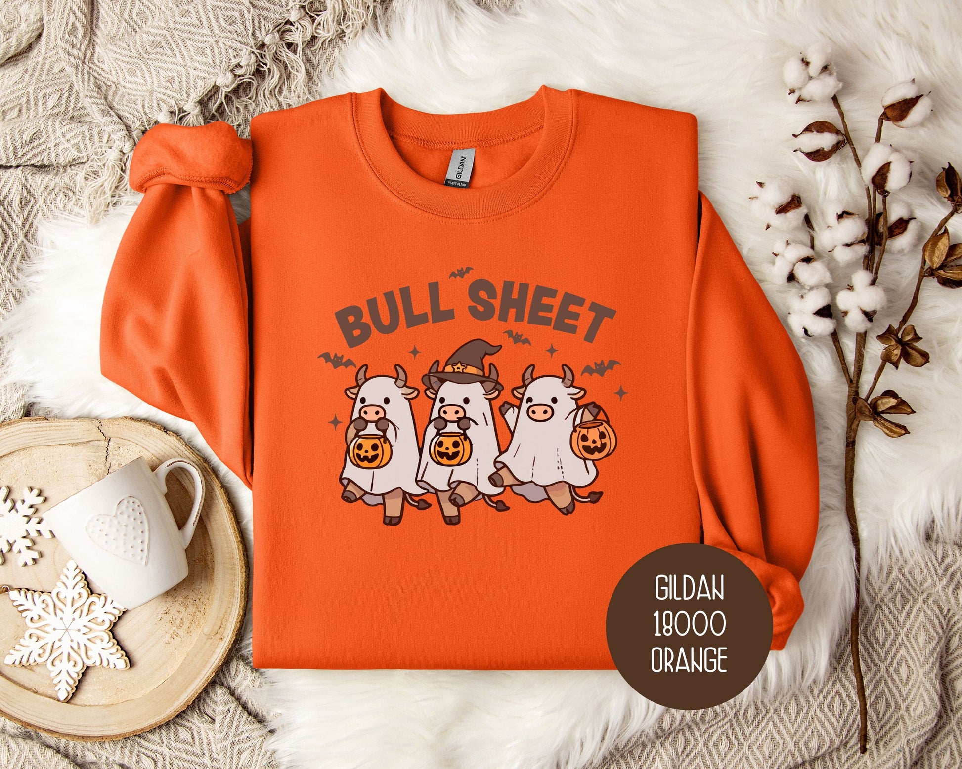 Bull Sheet Cute Ghost Cow Sweatshirt-1