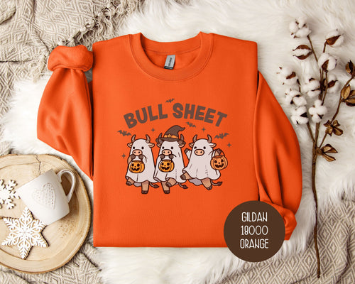 Bull Sheet Cute Ghost Cow Sweatshirt-1